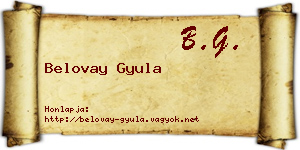 Belovay Gyula névjegykártya